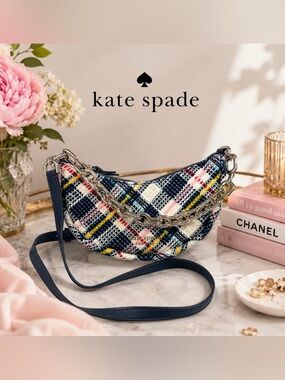 Kate Spade New York Smile Tweed Fabric Small Crossbody Parchment Multi